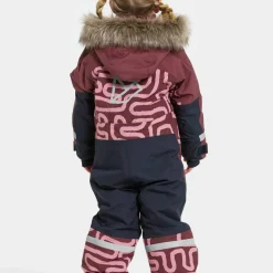 Didriksons Kids' Bjärven Printed Coverall 2 Path S Pink