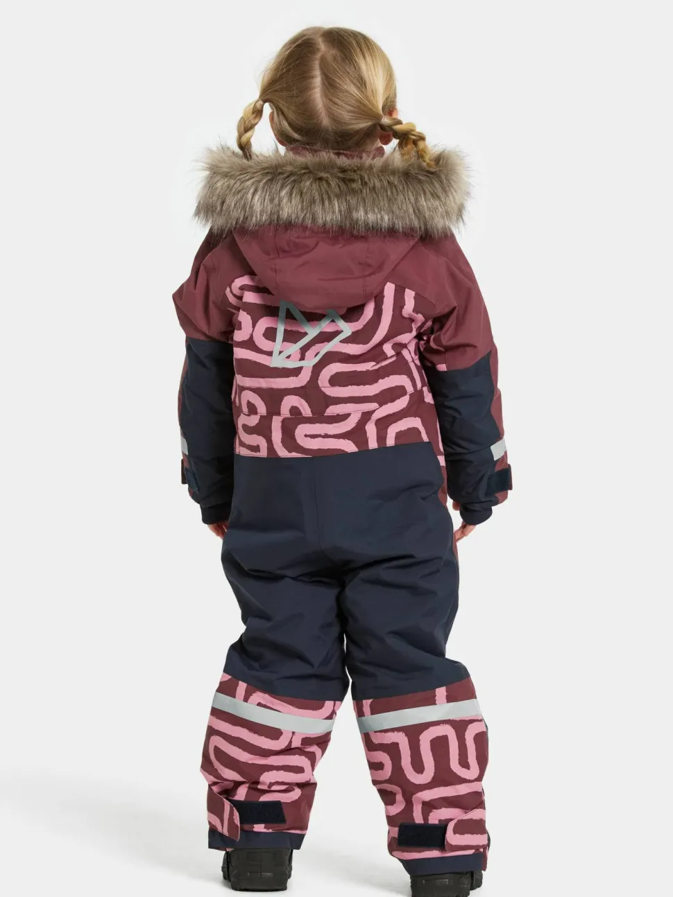 Didriksons Kids' Bjärven Printed Coverall 2 Path S Pink