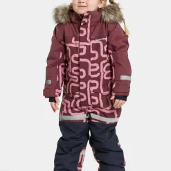 Didriksons Kids' Bjärven Printed Coverall 2 Path S Pink