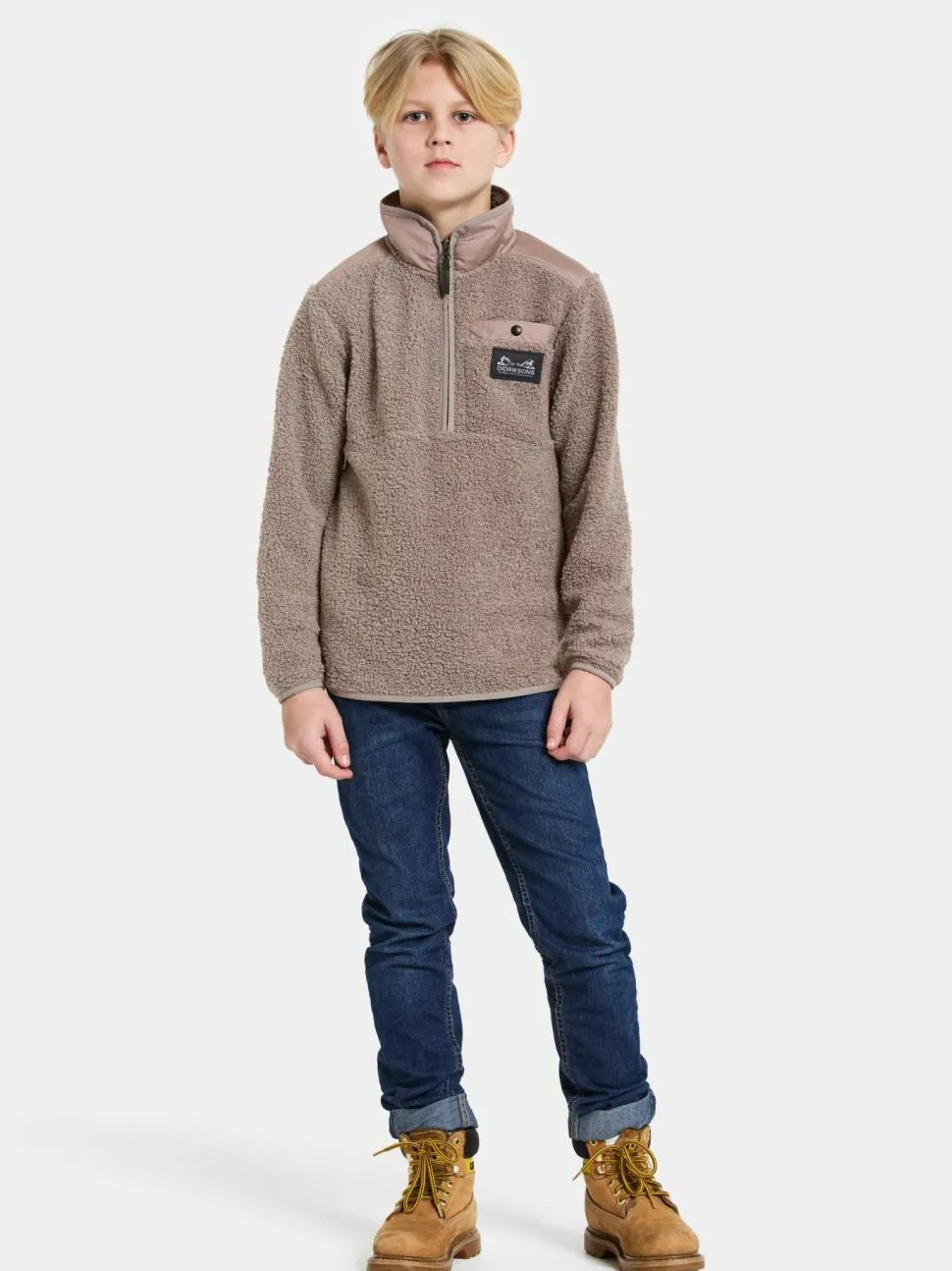 Didriksons Kids' Exa Half Zip Ash Brown