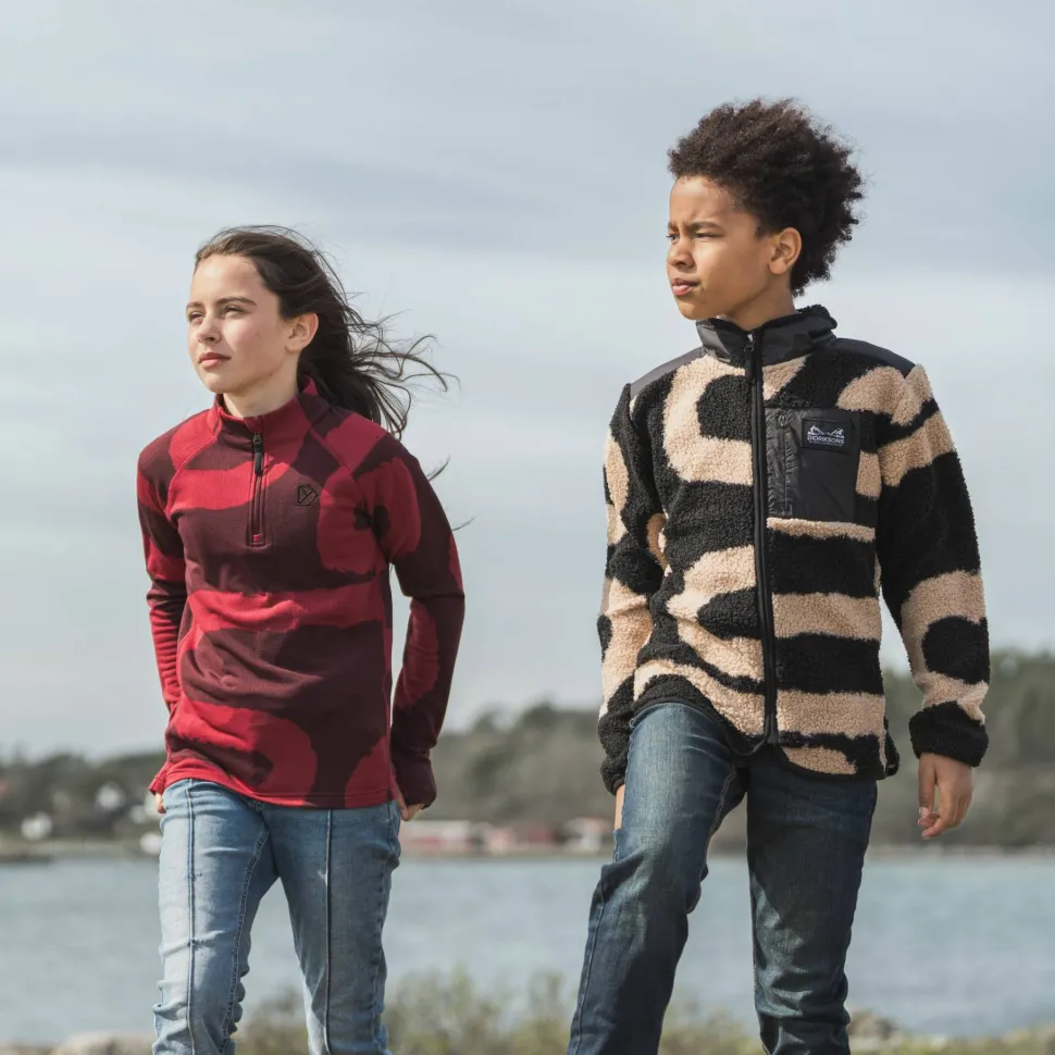 Didriksons Kids' Exa Printed Full Zip 2 Path L Black