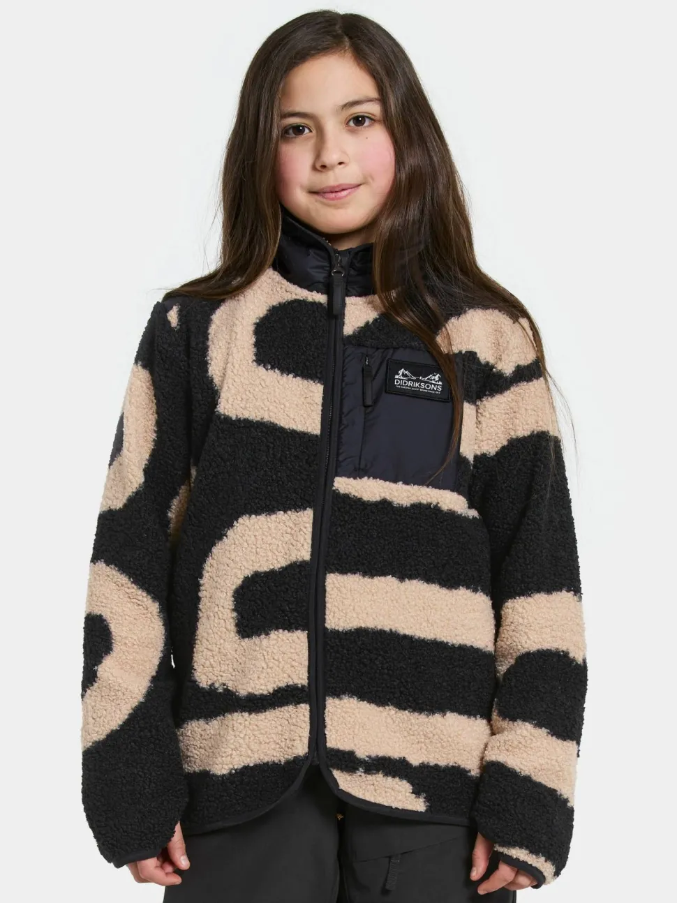 Didriksons Kids' Exa Printed Full Zip 2 Path L Black