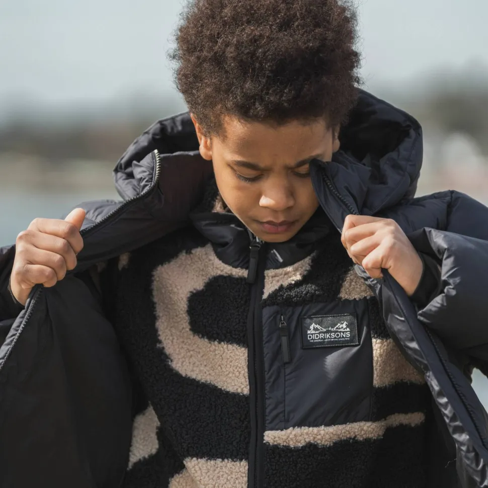 Didriksons Kids' Exa Printed Full Zip 2 Path L Black
