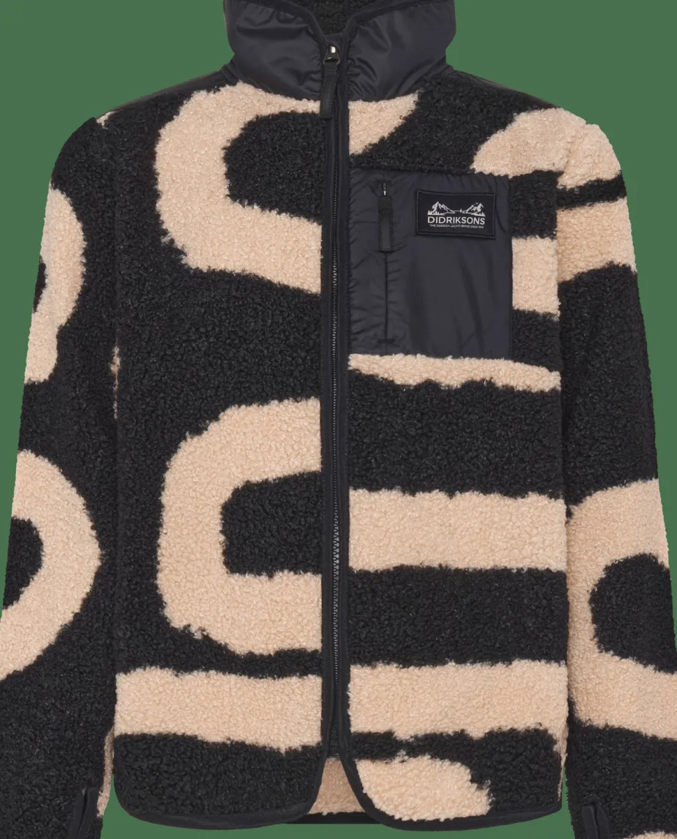 Didriksons Kids' Exa Printed Full Zip 2 Path L Black