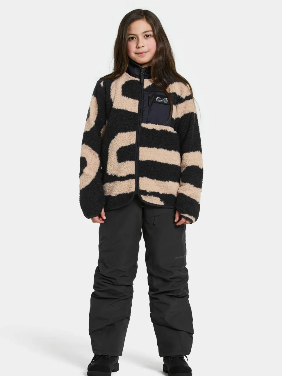 Didriksons Kids' Exa Printed Full Zip 2 Path L Black