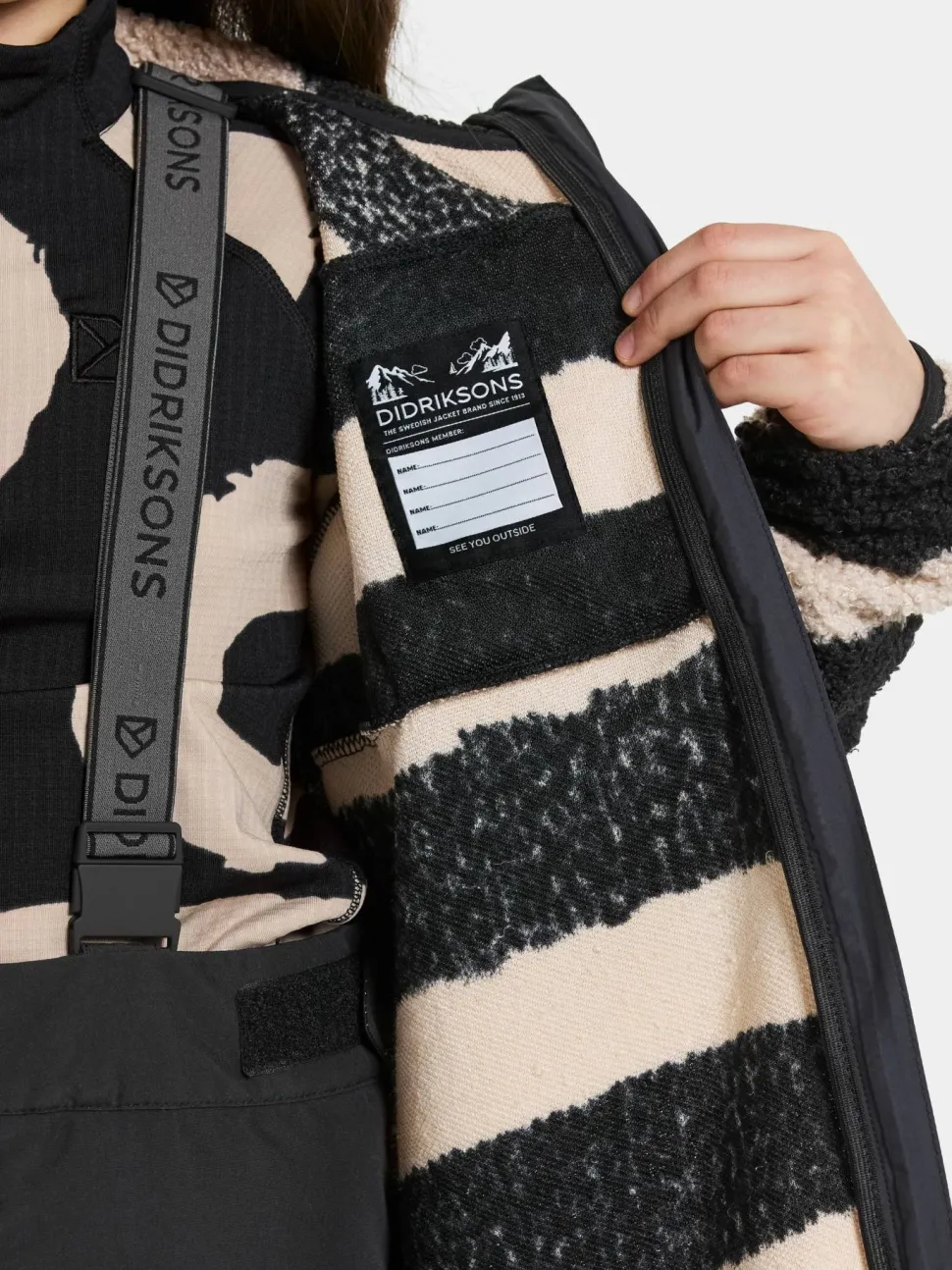 Didriksons Kids' Exa Printed Full Zip 2 Path L Black