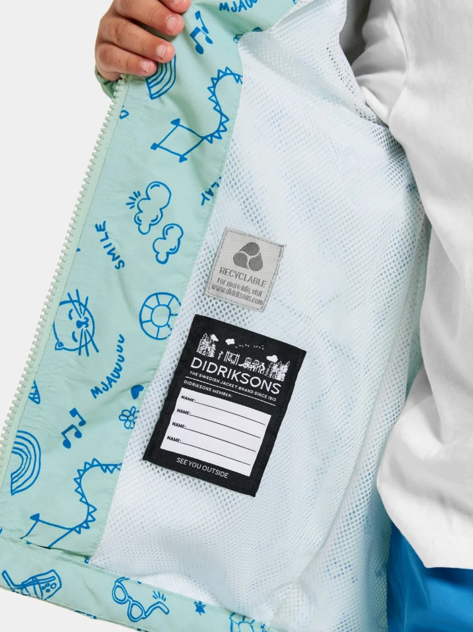 Didriksons Kids' Norma Printed Jacket 3 Doodle Pale Mint