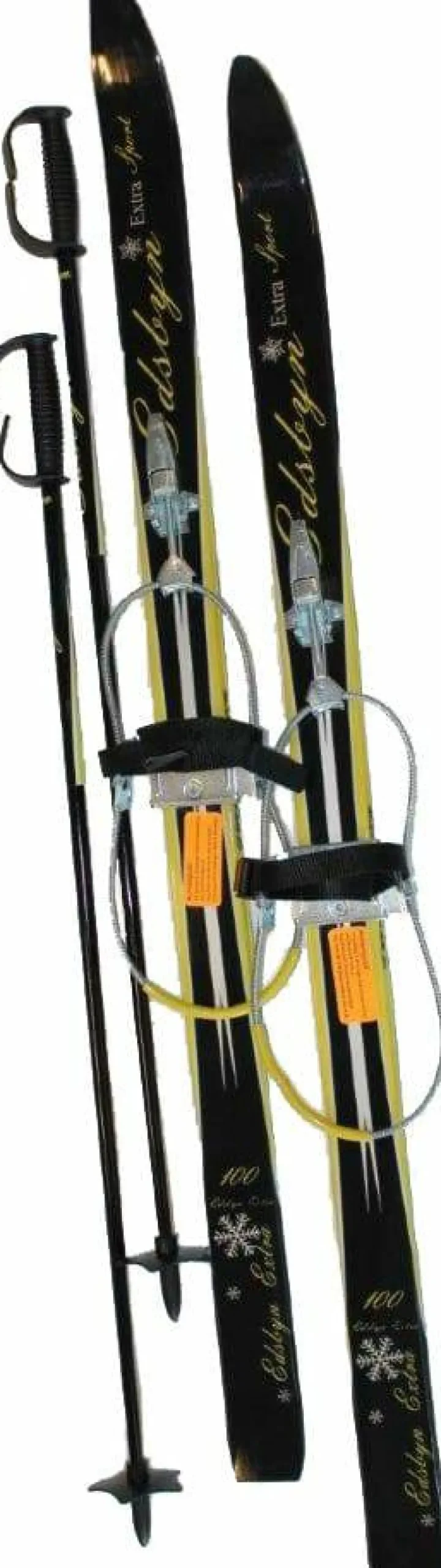 Edsbyn Kids' Ski Set with Cable Binding+Poles Black/yellow