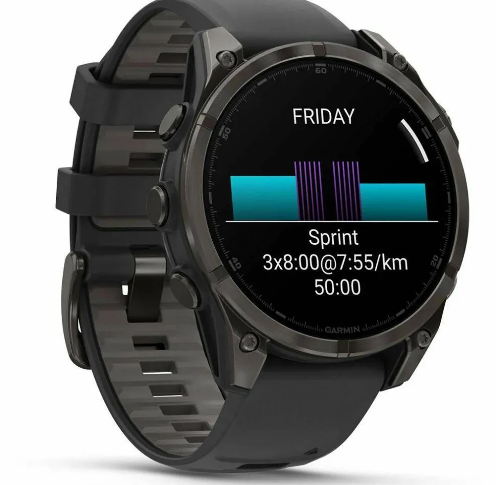 Garmin Fenix 8 Amoled 47mm, Sapphire Carbon Gray DLC Titanium - Black/Pebble Grey Silicone Strap
