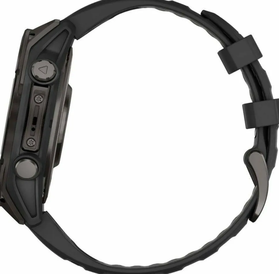 Garmin Fenix 8 Amoled 47mm, Sapphire Carbon Gray DLC Titanium - Black/Pebble Grey Silicone Strap