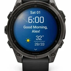 Garmin Fenix 8 Amoled 47mm, Sapphire Carbon Gray DLC Titanium - Black/Pebble Grey Silicone Strap