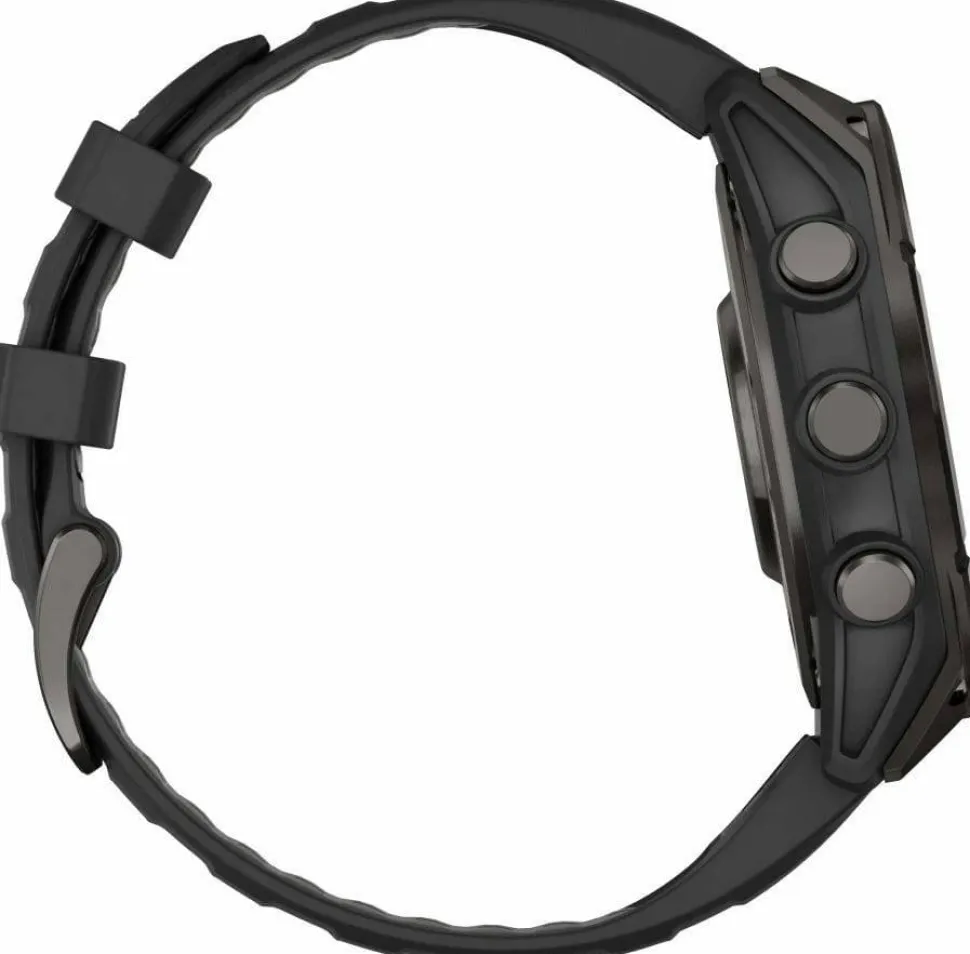 Garmin Fenix 8 Amoled 47mm, Sapphire Carbon Gray DLC Titanium - Black/Pebble Grey Silicone Strap