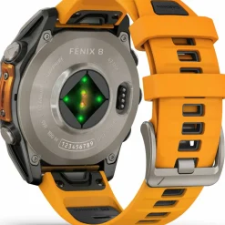 Garmin Fenix 8 Amoled 47mm, Sapphire Titanium - Spark Orange/Graphite Silicone Strap