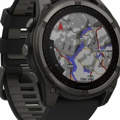 Garmin Fenix 8 Solar 51mm, Sapphire Solar Carbon Gray DLC Titanium - Black/Pebble Grey Silicone Strap