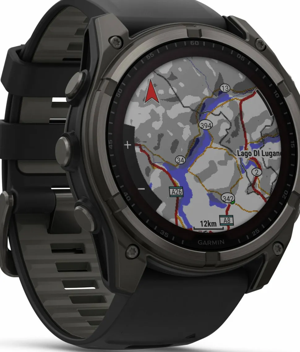 Garmin Fenix 8 Solar 51mm, Sapphire Solar Carbon Gray DLC Titanium - Black/Pebble Grey Silicone Strap