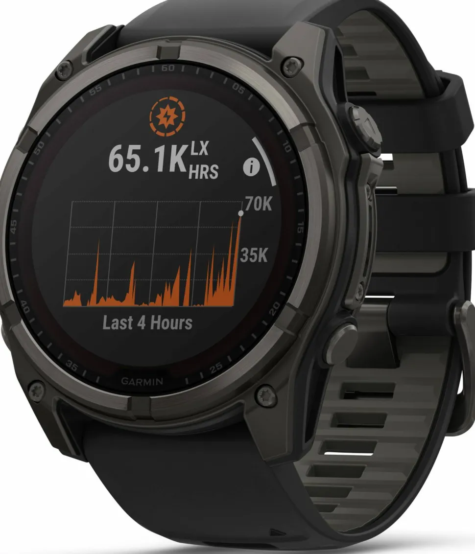 Garmin Fenix 8 Solar 51mm, Sapphire Solar Carbon Gray DLC Titanium - Black/Pebble Grey Silicone Strap