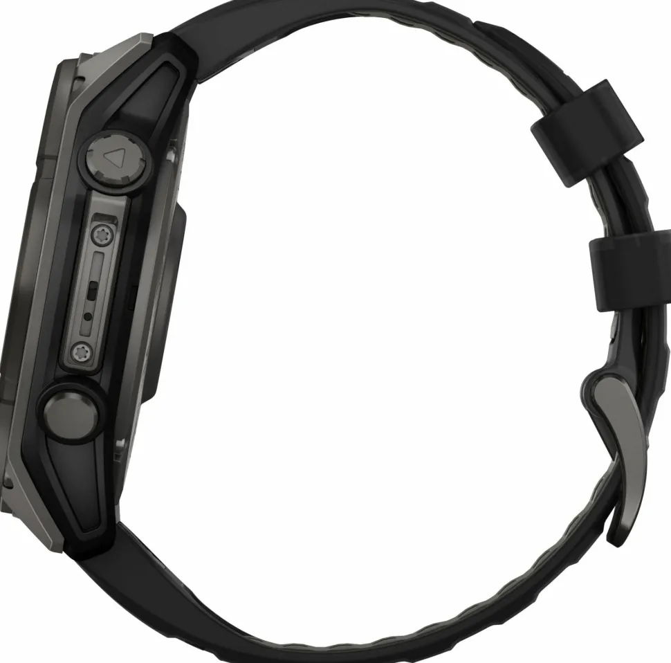 Garmin Fenix 8 Solar 51mm, Sapphire Solar Carbon Gray DLC Titanium - Black/Pebble Grey Silicone Strap