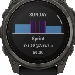 Garmin Fenix 8 Solar 51mm, Sapphire Solar Carbon Gray DLC Titanium - Black/Pebble Grey Silicone Strap
