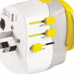 Go Travel Worldwide Adaptor + Twin USB-A Yellow