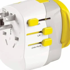 Go Travel Worldwide Adaptor + Twin USB-A Yellow