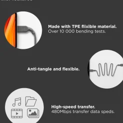 GP Batterier GP Essential Cable 3-in-1 USB-A To MicroUSB +USB-C + Lightning 1m Grey