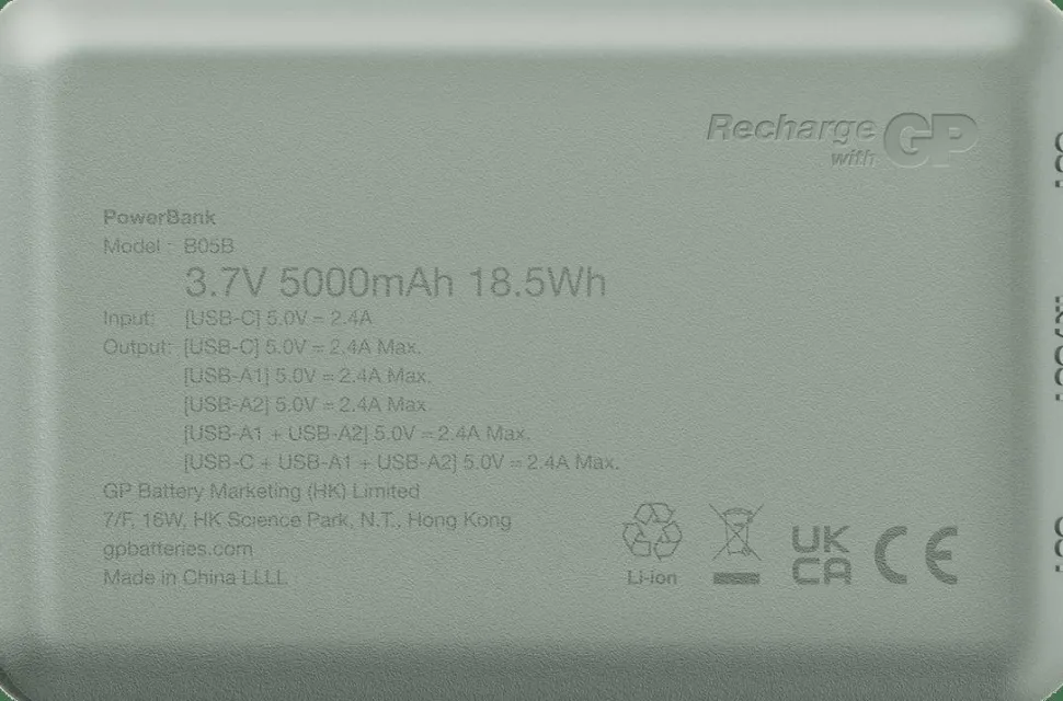 GP Batterier Powerbank Plus 5000 mAh Grey
