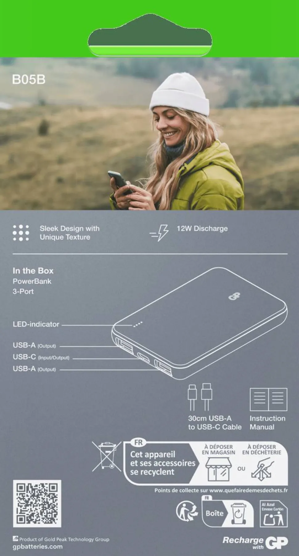 GP Batterier Powerbank Plus 5000 mAh Grey