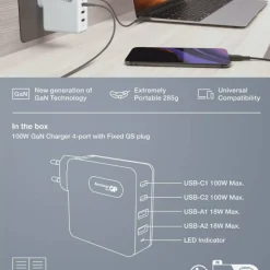 GP Batterier Wall Charger GM4A GaN PD 100W White