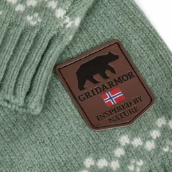 Gridarmor Kids' Snøkrystall Round Neck Ullgenser Green/White/Beige