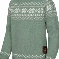 Gridarmor Kids' Snøkrystall Round Neck Ullgenser Green/White/Beige