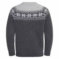 Gridarmor Men's Snøkrystall Round Neck Ullgenser Dark Grey/Light Grey/White