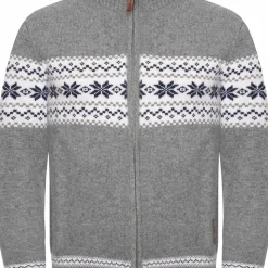Gridarmor Men's Snøstjerne Full Zip Ullgenser Mid Grey Melange