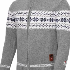 Gridarmor Men's Snøstjerne Full Zip Ullgenser Mid Grey Melange