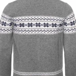 Gridarmor Men's Snøstjerne Full Zip Ullgenser Mid Grey Melange
