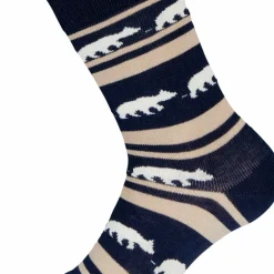 Gridarmor Striped Bear Merino Socks Navy Blazer