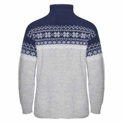 Gridarmor Women's Snøkrystall Half Zip Ullgenser Light Grey/Dark Navy/White