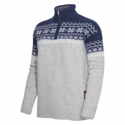 Gridarmor Women's Snøkrystall Half Zip Ullgenser Light Grey/Dark Navy/White