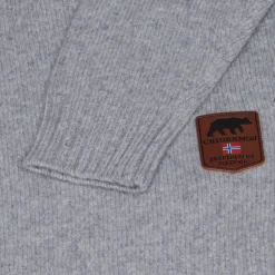 Gridarmor Women's Snøkrystall Half Zip Ullgenser Light Grey/Dark Navy/White