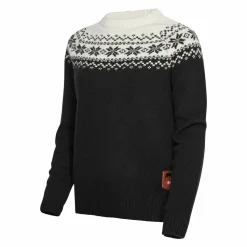 Gridarmor Women’s Snøkrystall Round Neck Ullgenser Black/White