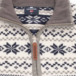Gridarmor Women's Snøstjerne Full Zip Ullgenser Mid Grey Melange