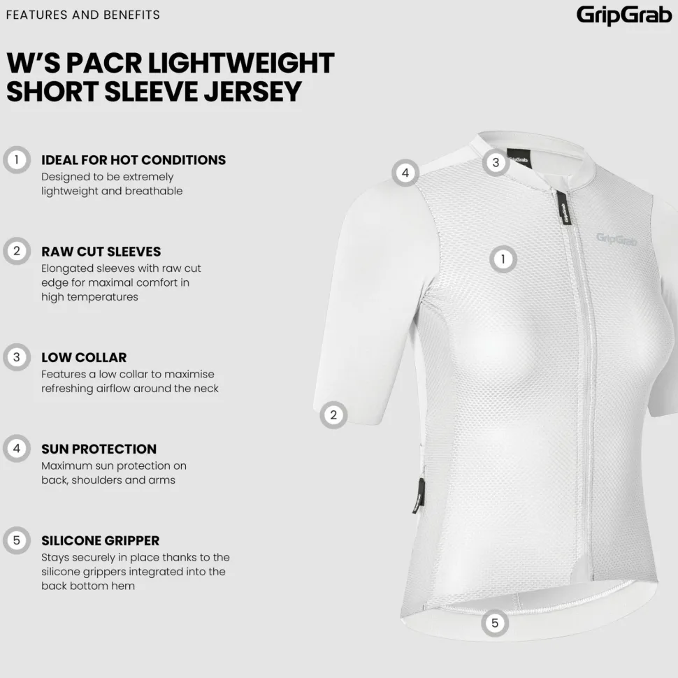 Gripgrab Women's GripGrab PACR Lightweight Short Sleeve Jersey White