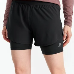 Hellner Women's Kelva 2-In-1 Running Long Tights Black Beauty/black Beauty
