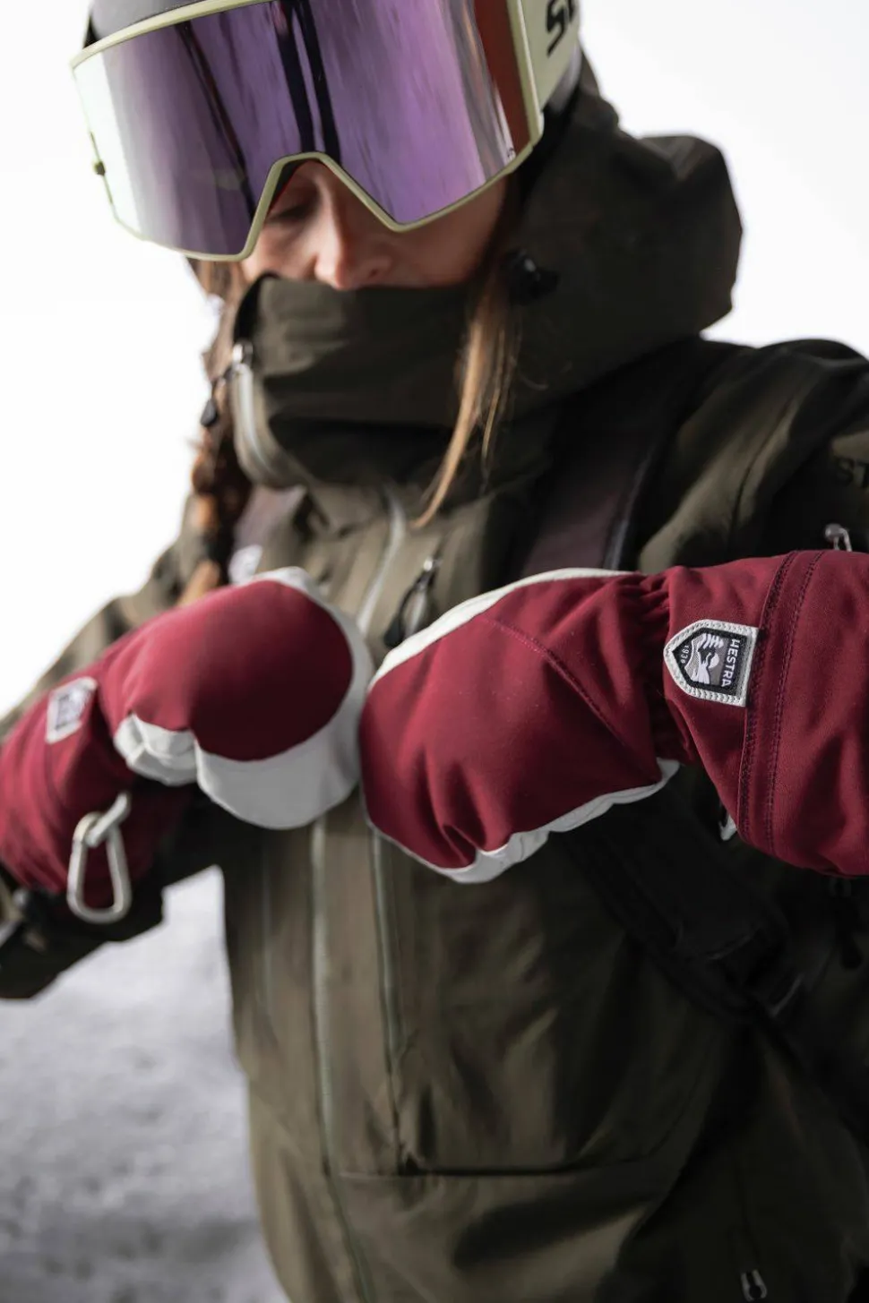 Hestra Women's Heli Ski Female Mitt Bordeaux/Offwhite