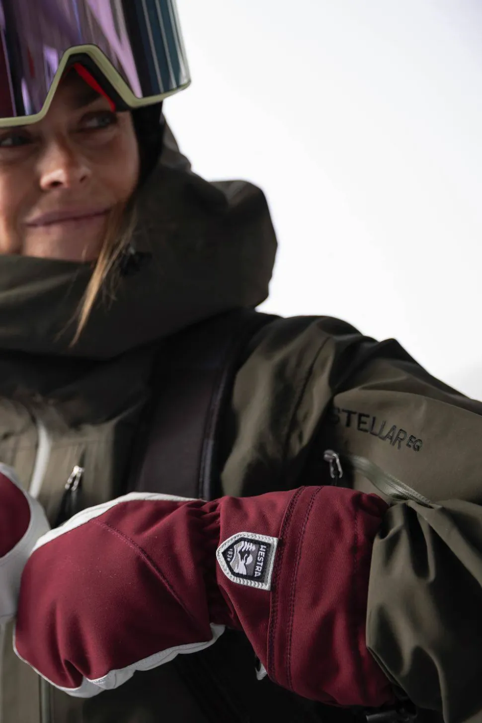 Hestra Women's Heli Ski Female Mitt Bordeaux/Offwhite