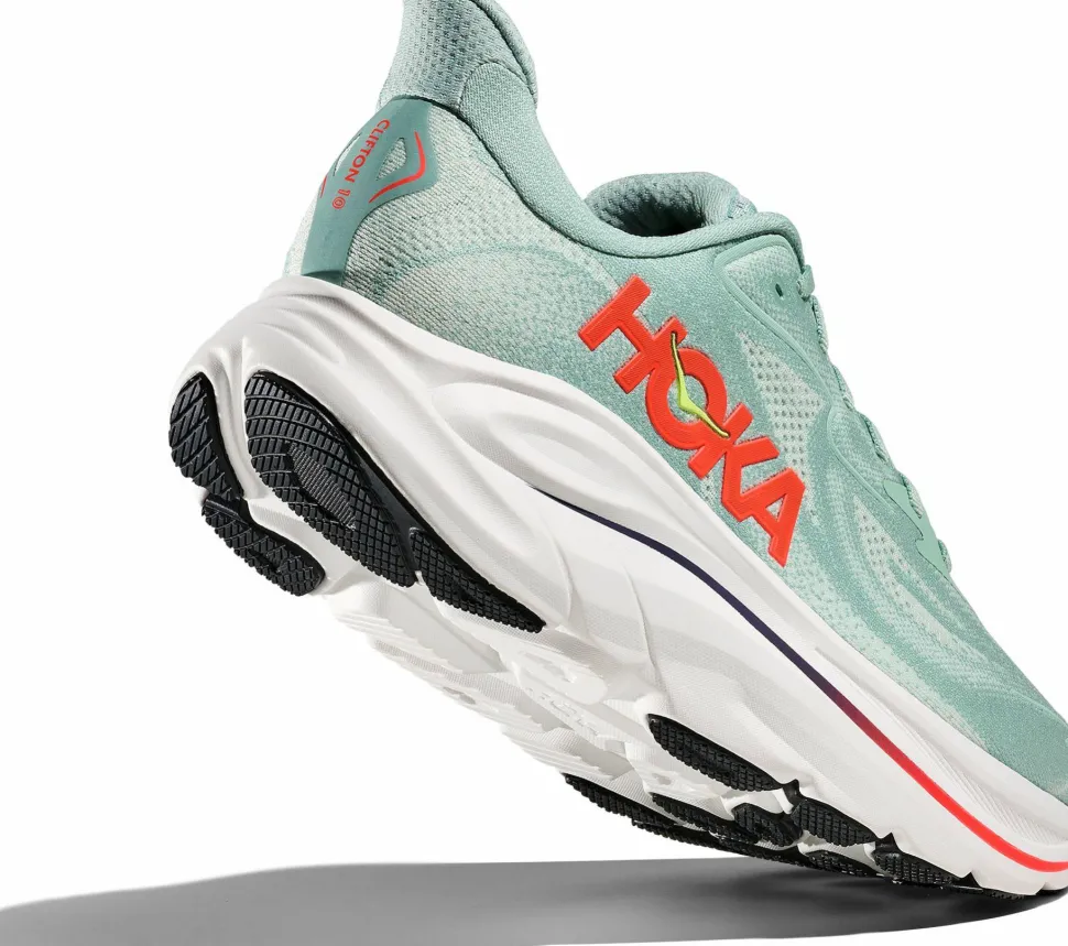 Hoka Men's Clifton 10 Wide Sage/Neon Flame