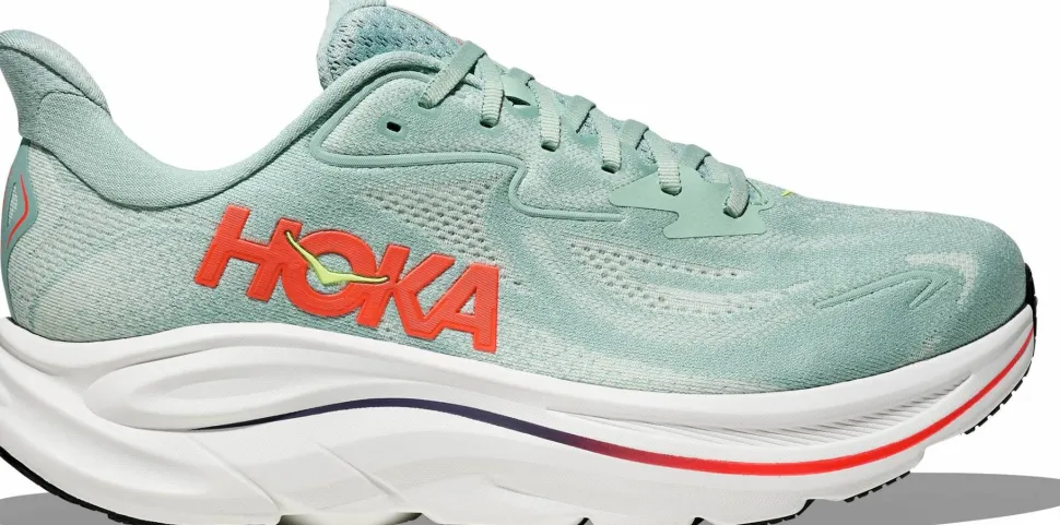 Hoka Men's Clifton 10 Wide Sage/Neon Flame