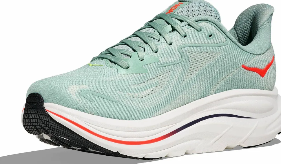 Hoka Men's Clifton 10 Wide Sage/Neon Flame