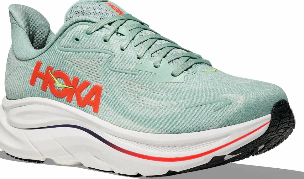 Hoka Men's Clifton 10 Wide Sage/Neon Flame