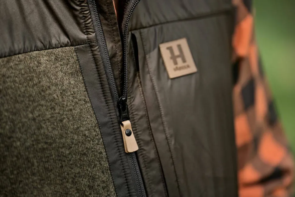 Härkila Men's Kalix Fleece Waistcoat Willow Green/Shadow Brown