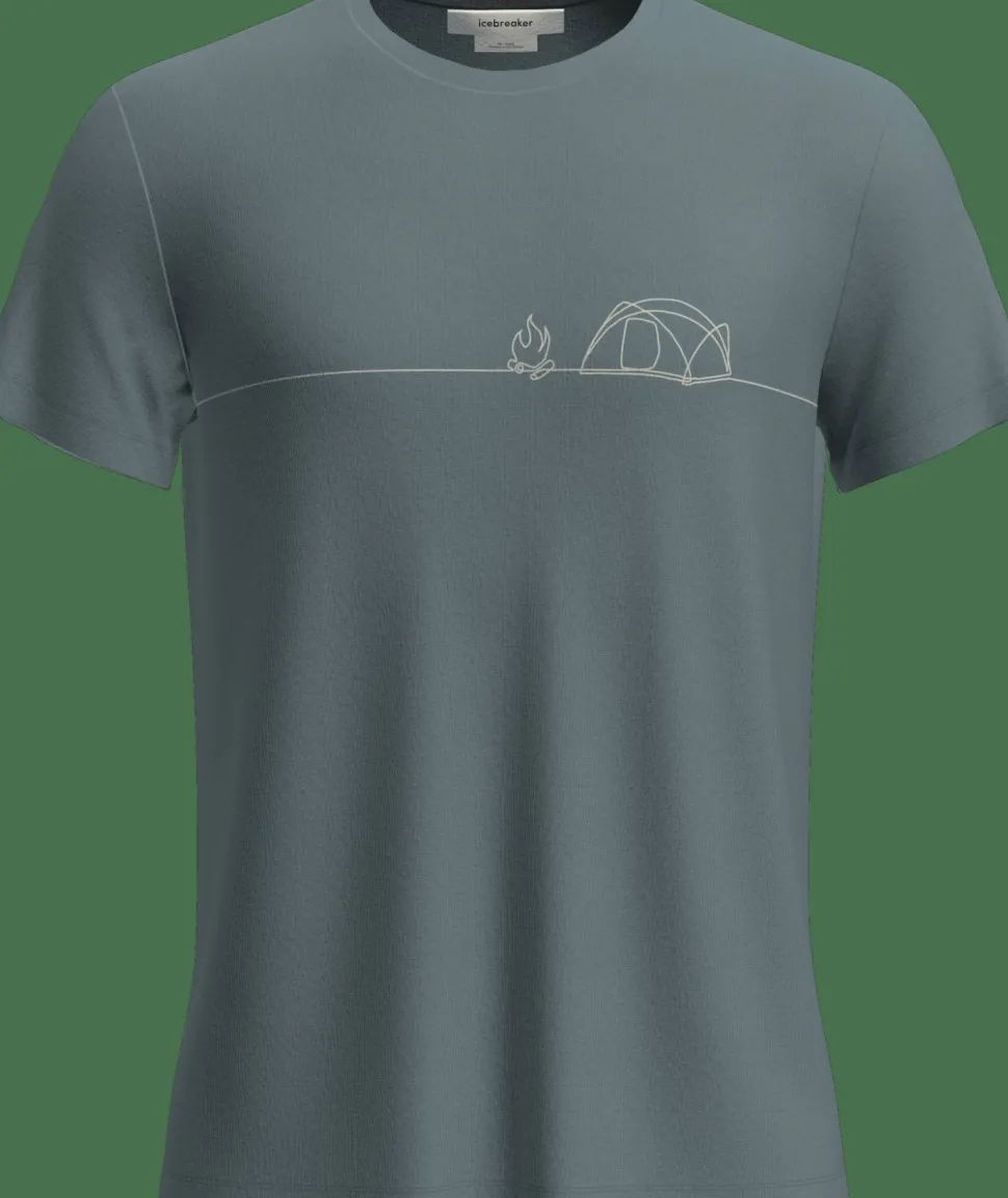 Icebreaker Men's Merino Blend Core Ss Tee Single Line Camp Blue Ash